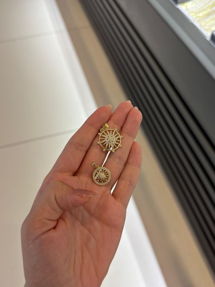 Gold Yuvarlak Taşlı Charmlar