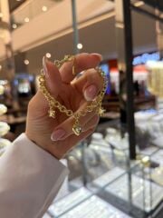 Yıldız Kalp Detaylı Charmlı Bileklik