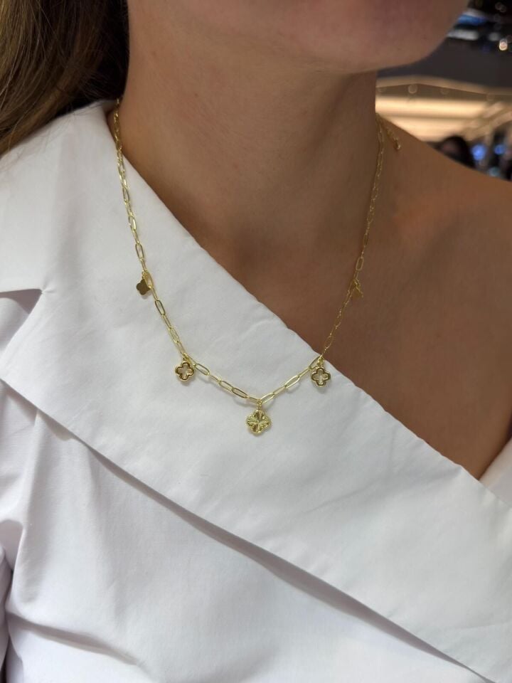 Yonca Charm Detaylı Bileklik Ve Kolye Kolye