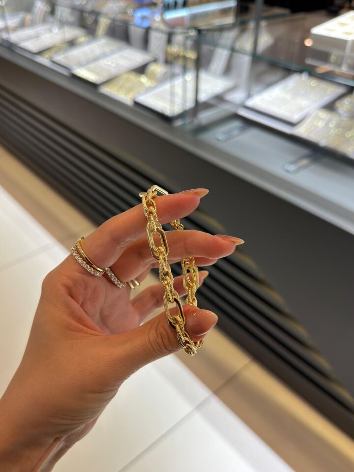 Gold Kuyum İşçilik İşlemeli Bileklik ve Kolye