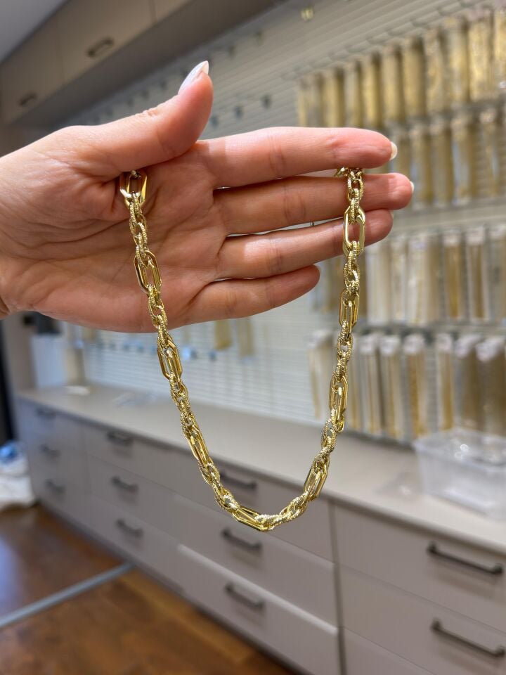 Gold Kuyum İşçilik İşlemeli Bileklik ve Kolye