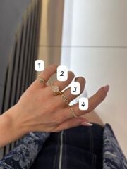 Gold Renk Taşlı Yüzük Ölçülü Ve Ölçüsüz