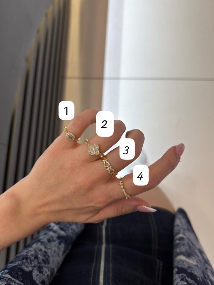 Gold Renk Taşlı Yüzük Ölçülü Ve Ölçüsüz