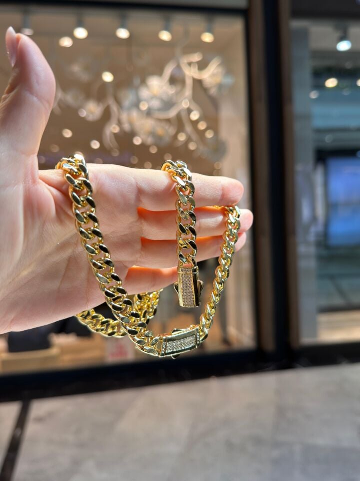 Gold Gurmet Kolye Bileklik Set
