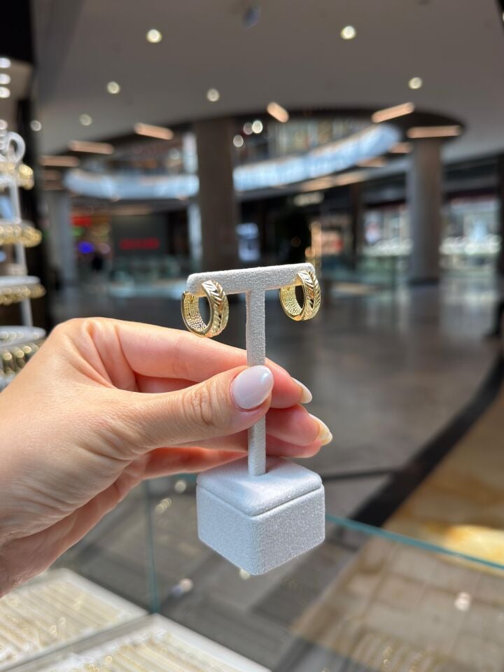 Gold Başak Desen Küpe