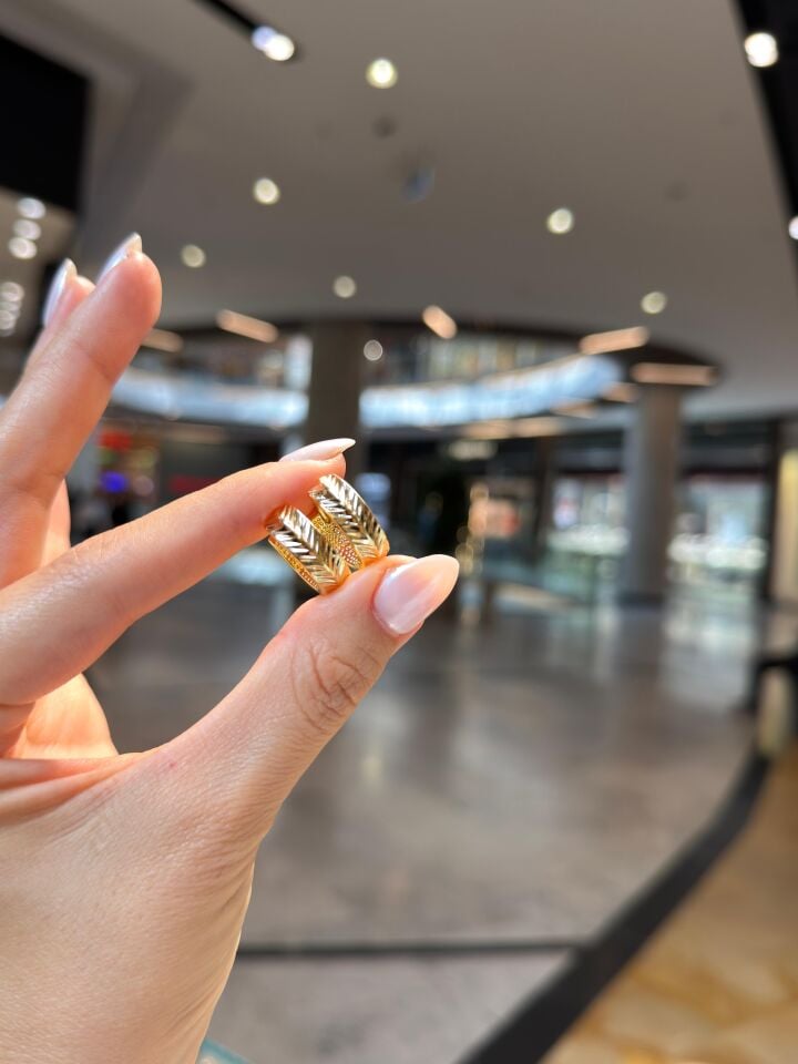 Gold Başak Desen Küpe