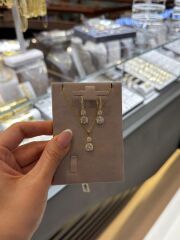 Gold Tektaş Kolye Küpe Set