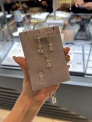 Gold Tektaş Kolye Küpe Set