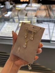 Gold Tektaş Kolye Küpe Set