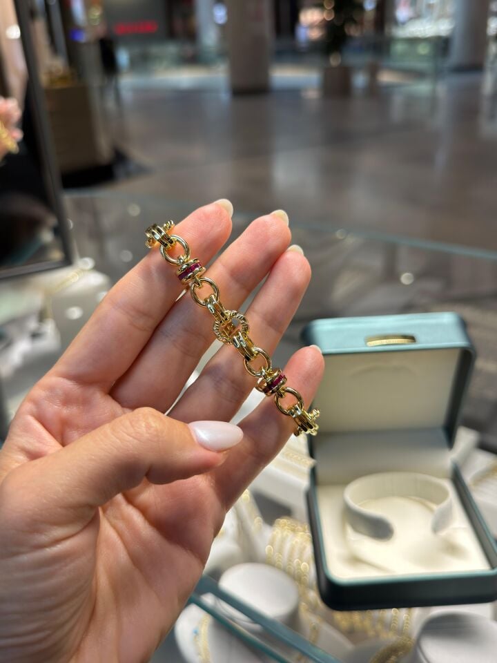 Gold Pembe Renkli Bileklik