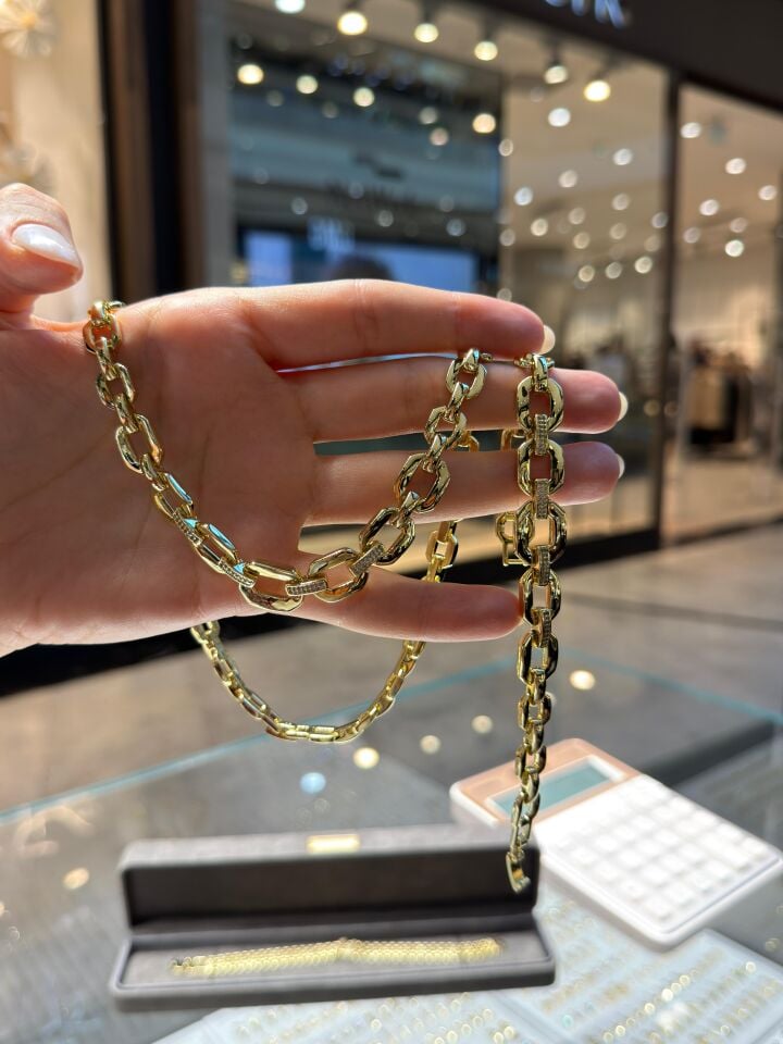 Gold Tasarım Kolye Ve Bileklik Set