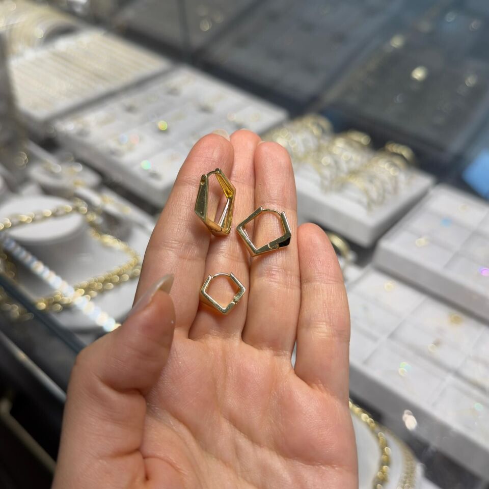 Gold Beşgen Küpe büyük boy