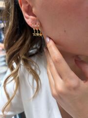 Çoklu Yıldız Gold Küpe