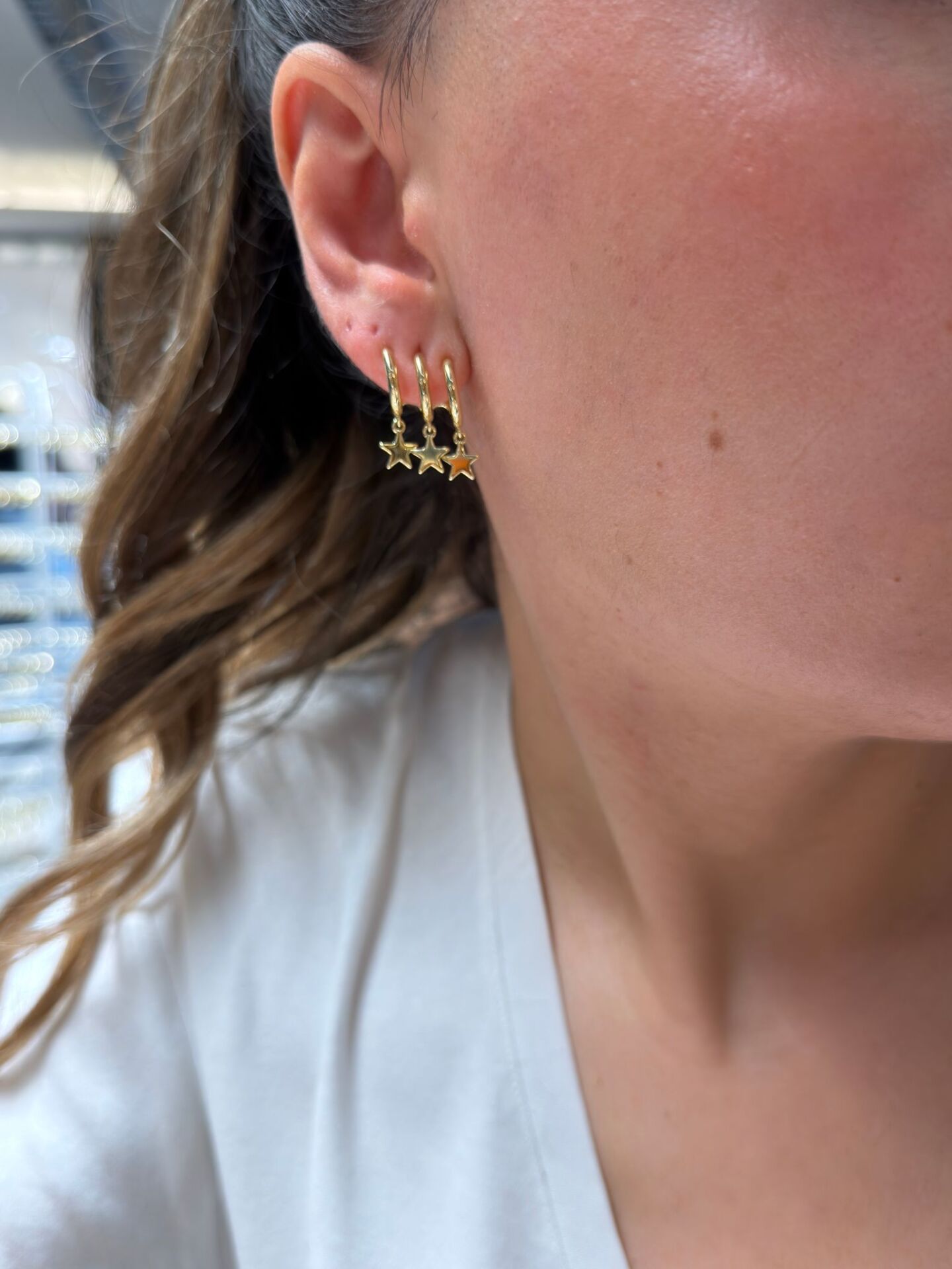 Çoklu Yıldız Gold Küpe