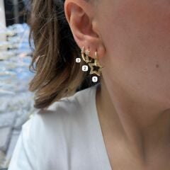 Yıldızlı Kombin Gold Küpe