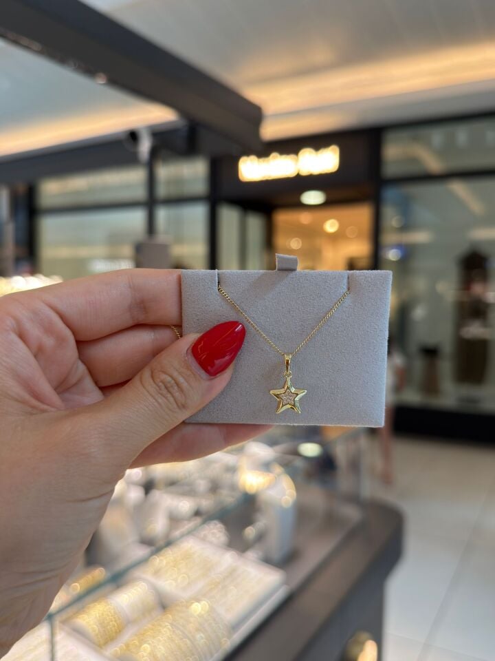 Luzzo Gold Taşlı Yıldız Kolye