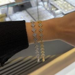 Gümüş Ve Gold Renk Yonca Bileklik