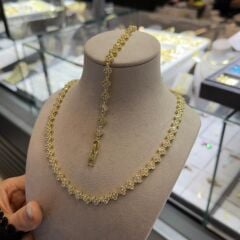 Gold Renk Yonca Kolye Ve Bileklik