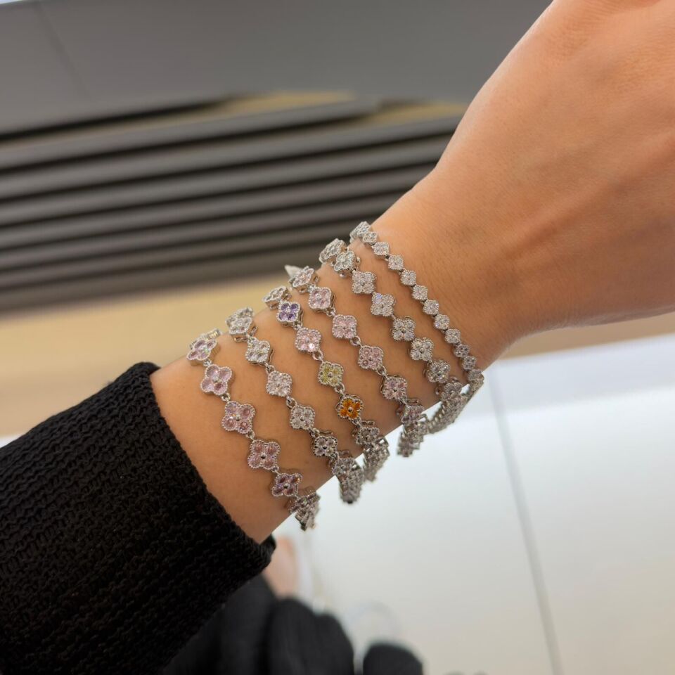 Gümüş Renk Yonca Bileklikler Bileklik 2